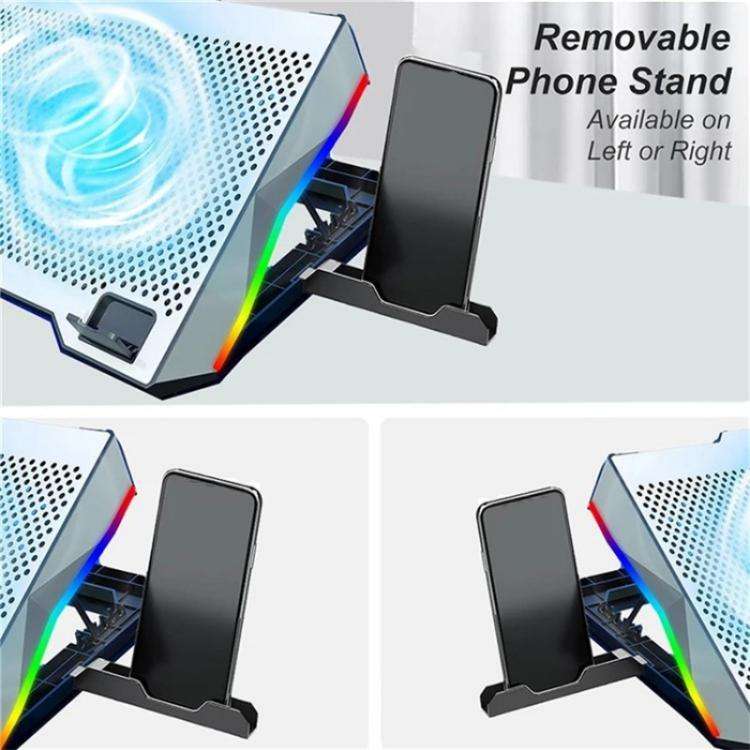 S601 RGB Light Notebook Cooler Adjustable Height Gaming Laptop Cooling Pad