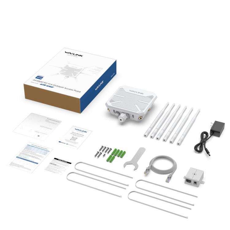 WAVLINK WN588HX3 AX3000 Outdoor WiFi Extender with 6 Antennas Dual Band WiFi Repeater, Plug:EU Plug