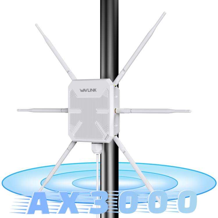 WAVLINK WN588HX3 AX3000 Outdoor WiFi Extender with 6 Antennas Dual Band WiFi Repeater, Plug:AU Plug