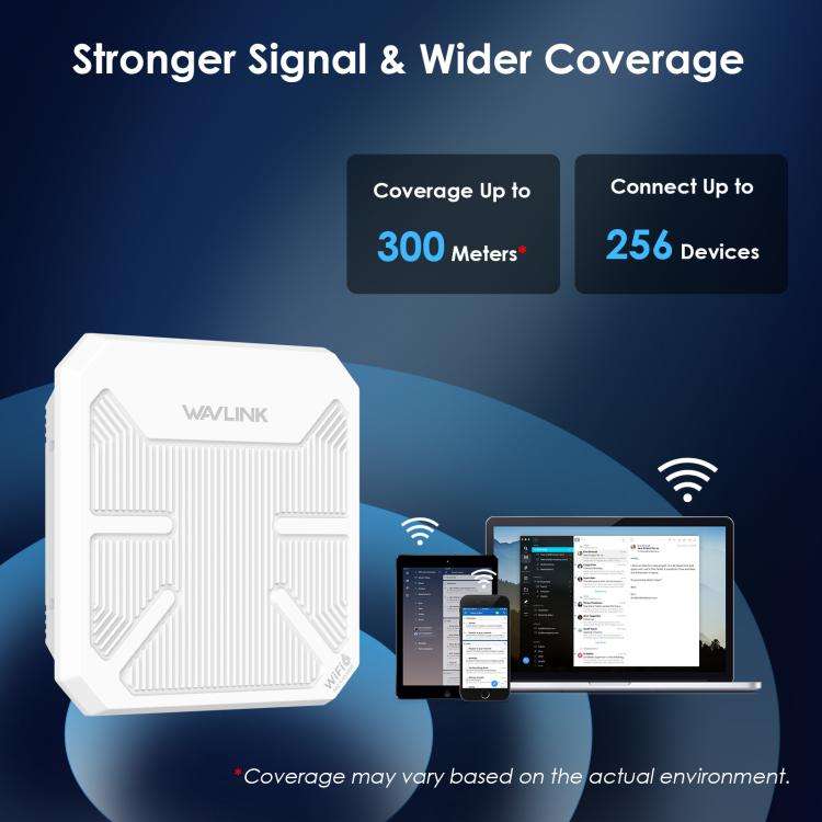 WAVLINK WN573HP3 Built-In 12dBi Directional Antenna Outdoor AX3000 Dual Band Repeater, Plug:UK Plug