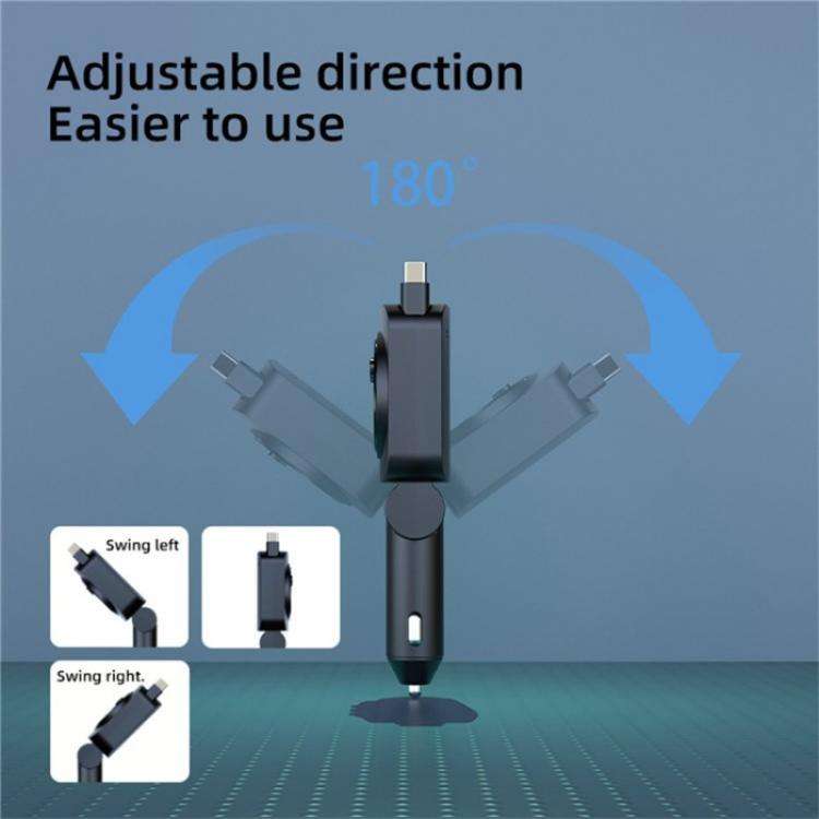 C76 Retractable Cable PD 30W Car Charger Cigarette Lighter Adapter Bluetooth FM Transmitter