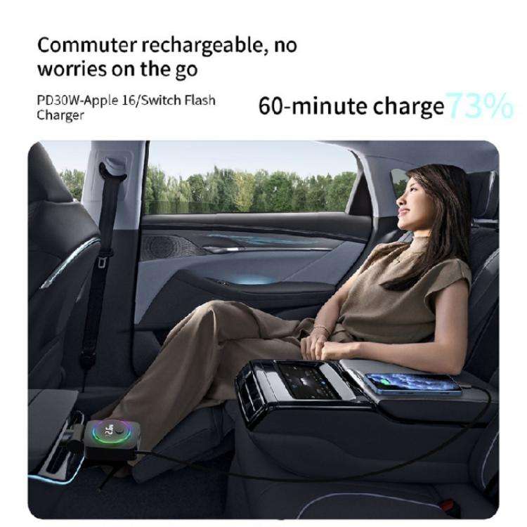 K38 Retractable Cable USB + Type-C Car Charger PD 30W Fast Charging Cigarette Lighter Adapter