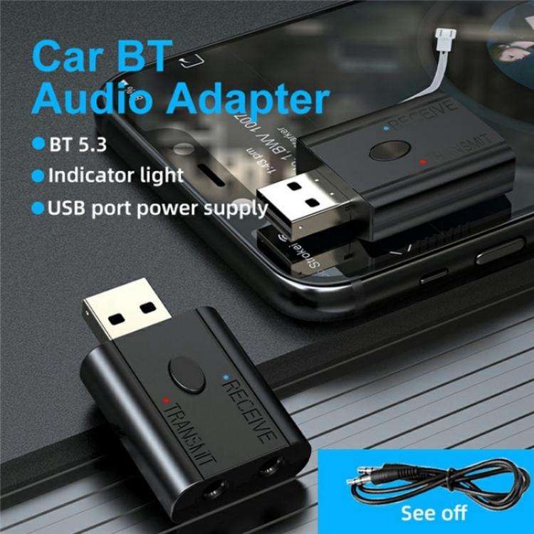 W12 AUX Adapter USB Dongle 2 In 1 Bluetooth 5.3 Car Audio Transmitter Receiver