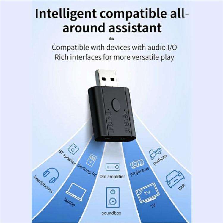 W12 AUX Adapter USB Dongle 2 In 1 Bluetooth 5.3 Car Audio Transmitter Receiver