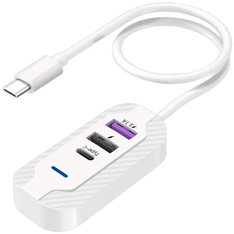 Y4 Car Rear Seat Multi Port Power Expander Type C + Dual USB Fast Charger with Extension Cable
