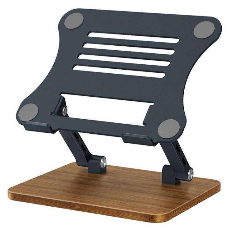 J32 Foldable Wood Base Desktop Metal Phone Holder Adjustable Laptop Stand(Grey)