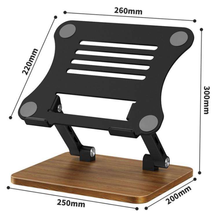 J32 Foldable Wood Base Desktop Metal Phone Holder Adjustable Laptop Stand(Silver)