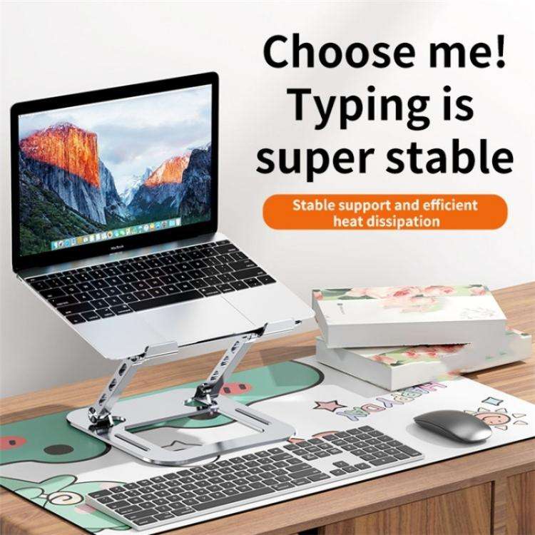J30 Portable Desktop Adjustable Foldable Alloy Steel Laptop Cooling Stand(Silver)