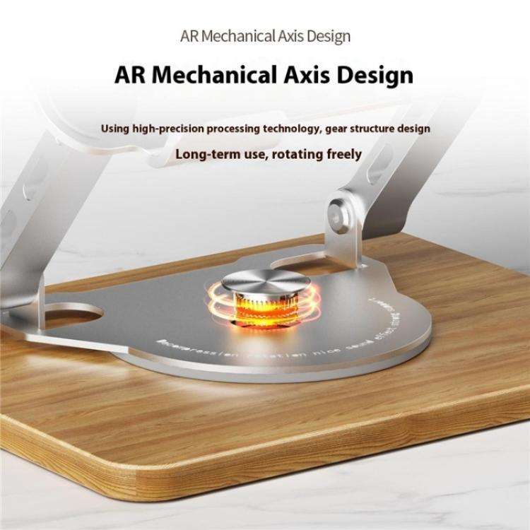 J31 Foldable 360-Degree Rotating Laptop Metal Wood Cooling Stand(Black)