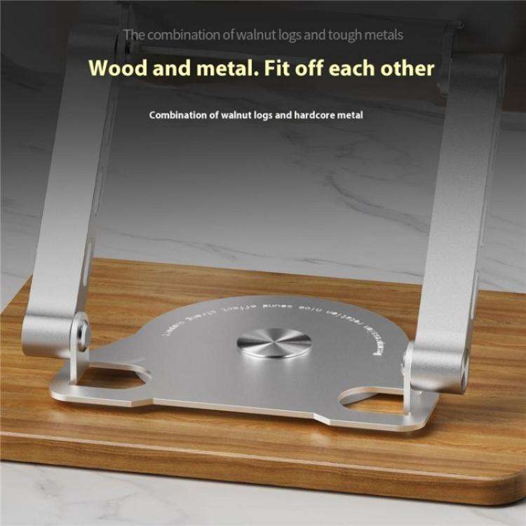 J31 Foldable 360-Degree Rotating Laptop Metal Wood Cooling Stand(Black)