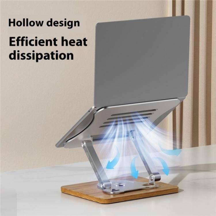 J31 Foldable 360-Degree Rotating Laptop Metal Wood Cooling Stand(Black)