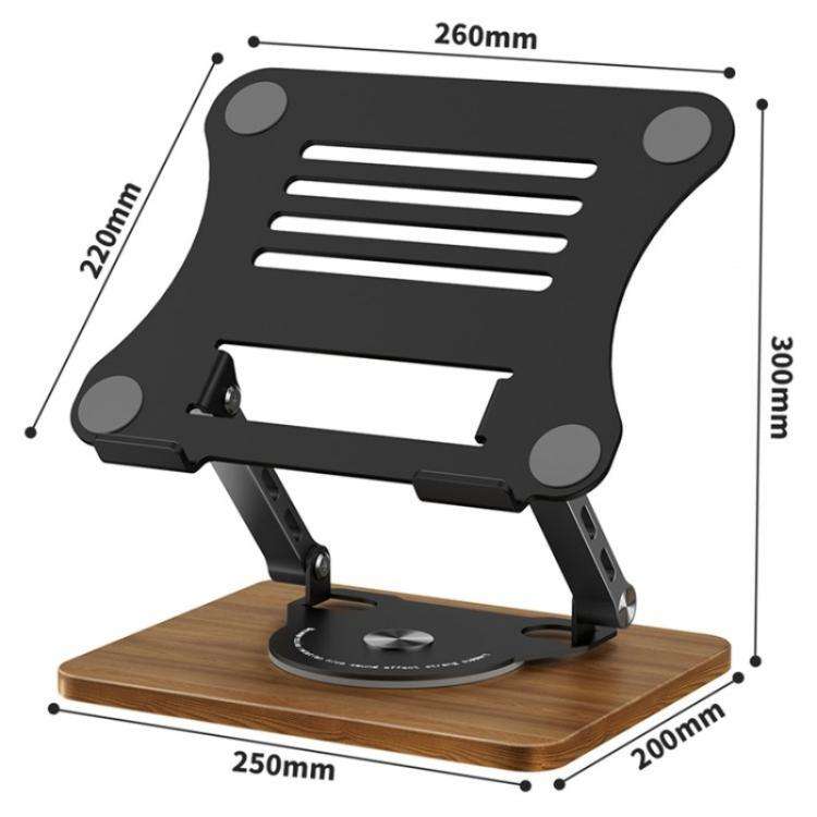 J31 Foldable 360-Degree Rotating Laptop Metal Wood Cooling Stand(Black)