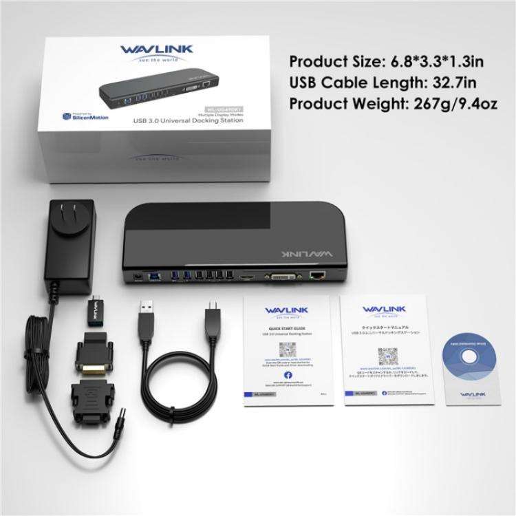 WAVLINK UG49DK1 For Windows Mac Android 13 In 1 USB-C Hub Dual Display Docking Station, Plug:UK Plug