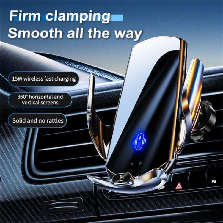 Q15 Car Vehicle Navigation Phone Holder Car Air Vent Mount Magnetic Wireless Charging Stand(Silver)