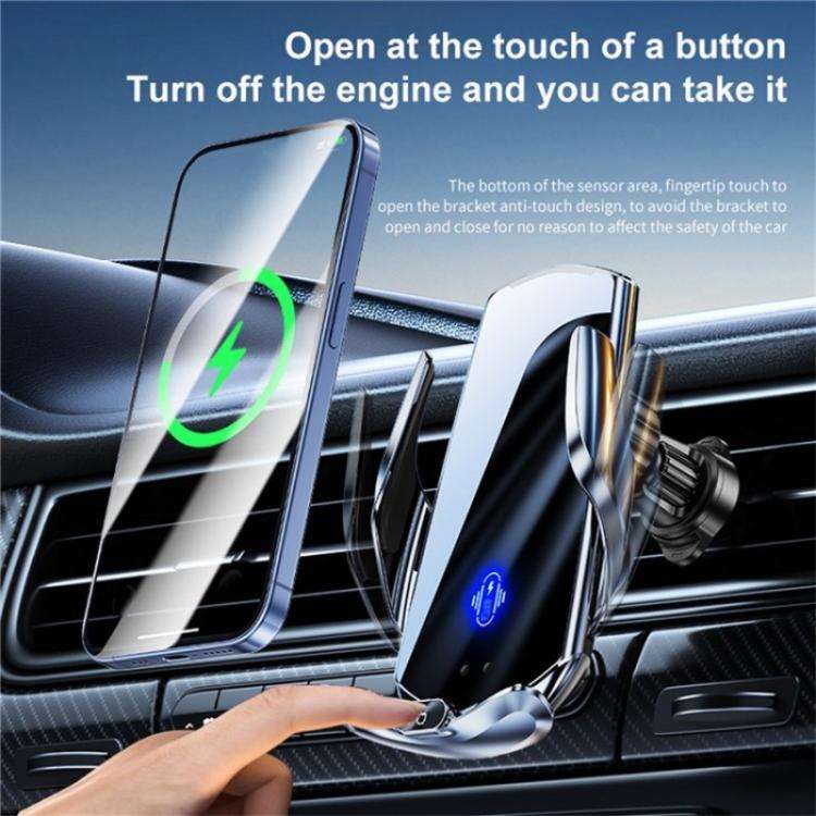 Q15 Car Vehicle Navigation Phone Holder Car Air Vent Mount Magnetic Wireless Charging Stand(Black)