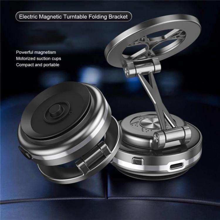 C6 Adjustable Folding Rotating Car Stand Vacuum Suction Cup Magnetic Phone Holder(Grey)