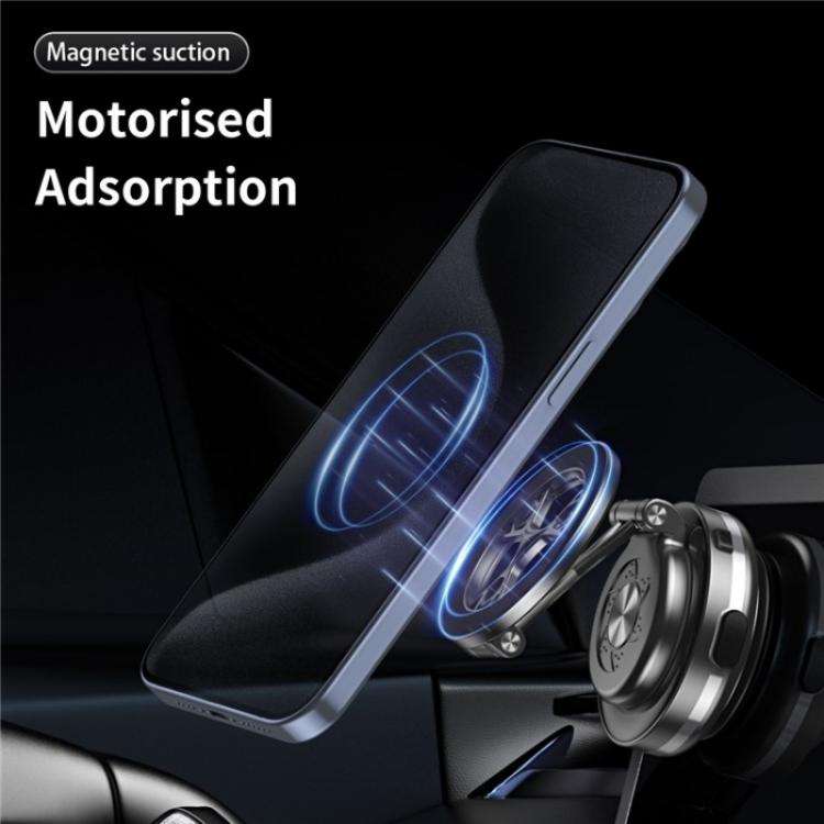 C6 Adjustable Folding Rotating Car Stand Vacuum Suction Cup Magnetic Phone Holder(Grey)