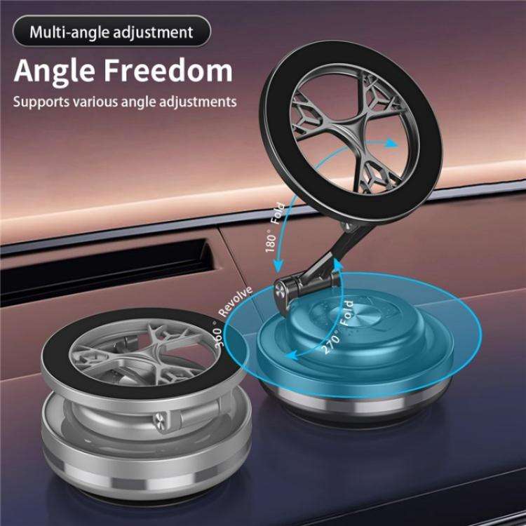 C6 Adjustable Folding Rotating Car Stand Vacuum Suction Cup Magnetic Phone Holder(Grey)