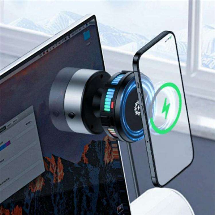 X19 Car Phone Holder 15W Wireless Charging Vacuum Suction Cooling Magnetic Phone Stand(Silver)