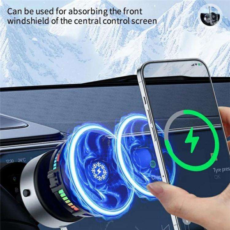 X19 Car Phone Holder 15W Wireless Charging Vacuum Suction Cooling Magnetic Phone Stand(Black)