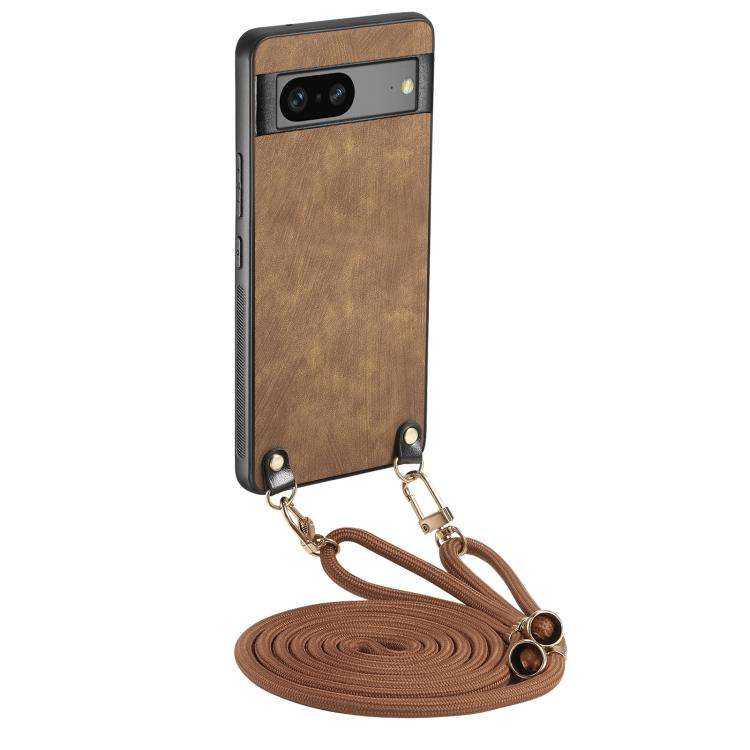 For Google Pixel 9 / 9 Pro Vintage Leather PC Back Cover Phone Case with Crossbody Strap(Brown)