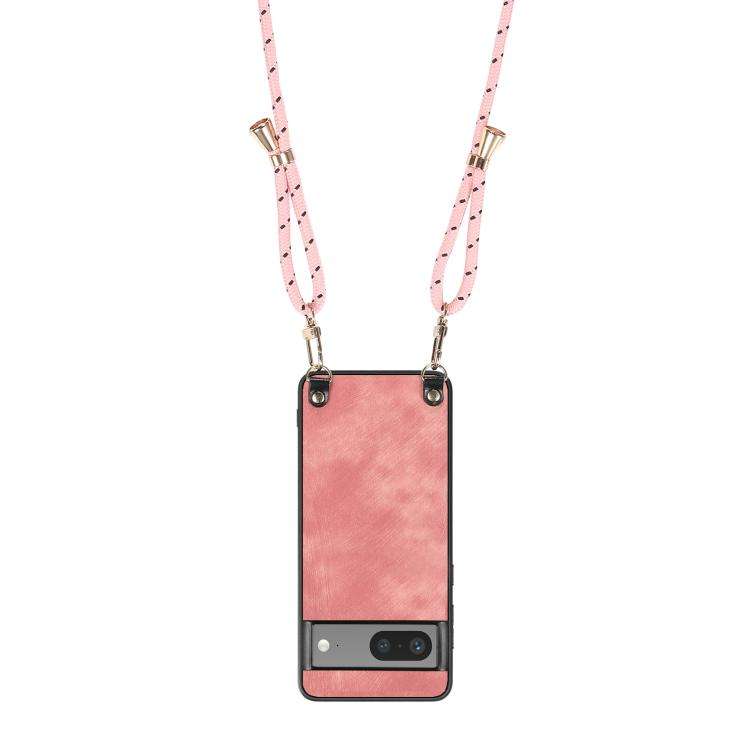 For Google Pixel 9 Pro XL Vintage Leather PC Back Cover Phone Case with Crossbody Strap(Pink)