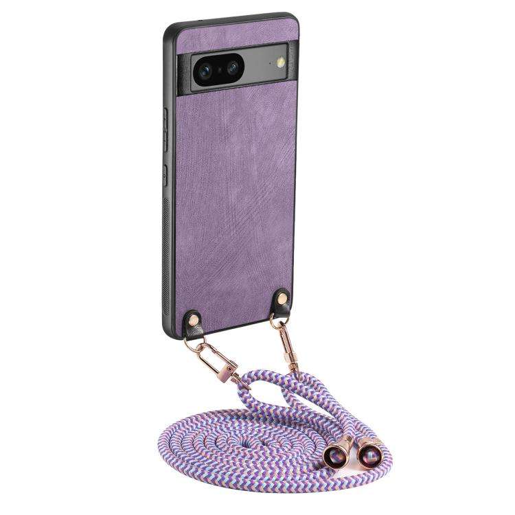 For Google Pixel 9 Pro XL Vintage Leather PC Back Cover Phone Case with Crossbody Strap(Purple)