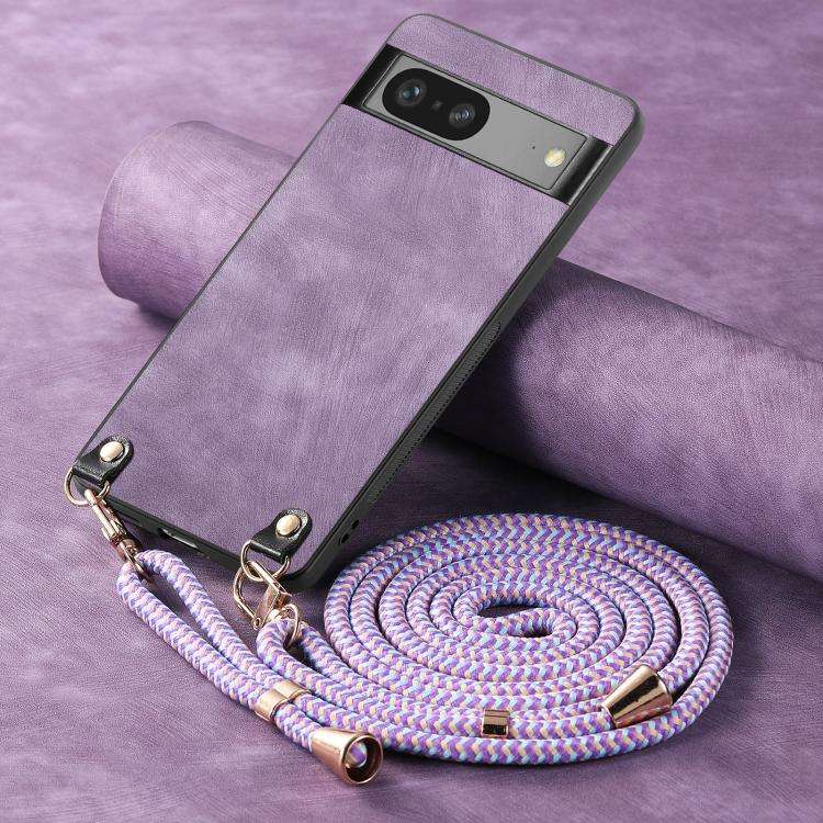 For Google Pixel 9 Pro XL Vintage Leather PC Back Cover Phone Case with Crossbody Strap(Purple)