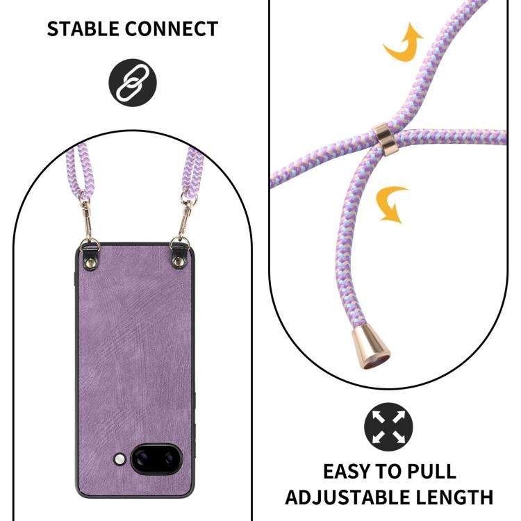 For Google Pixel 9 / 9 Pro Vintage Leather PC Back Cover Phone Case with Crossbody Strap(Blue)
