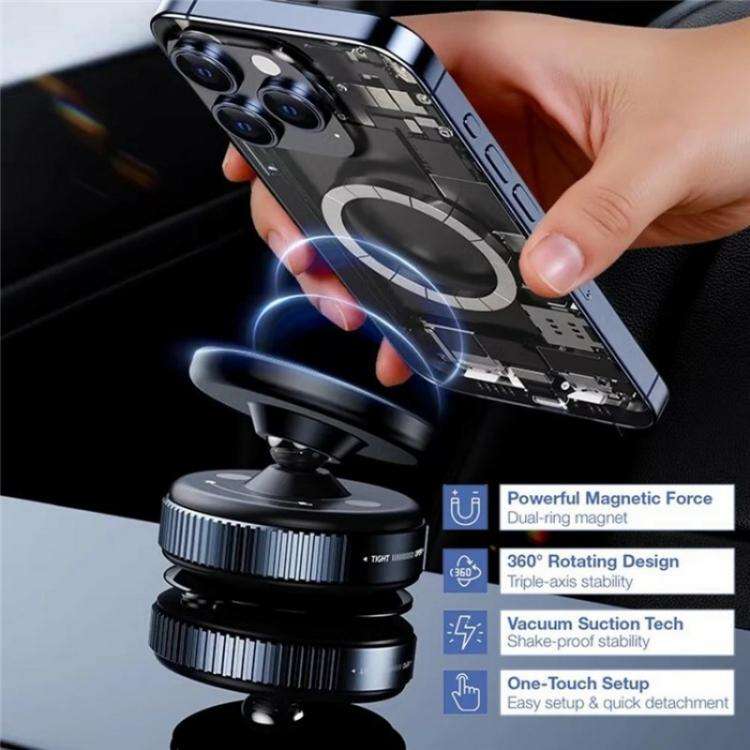 K009 360 Degree Rotation Navigation Holder Mechanical Vacuum Suction Magnetic Car Stand(White)