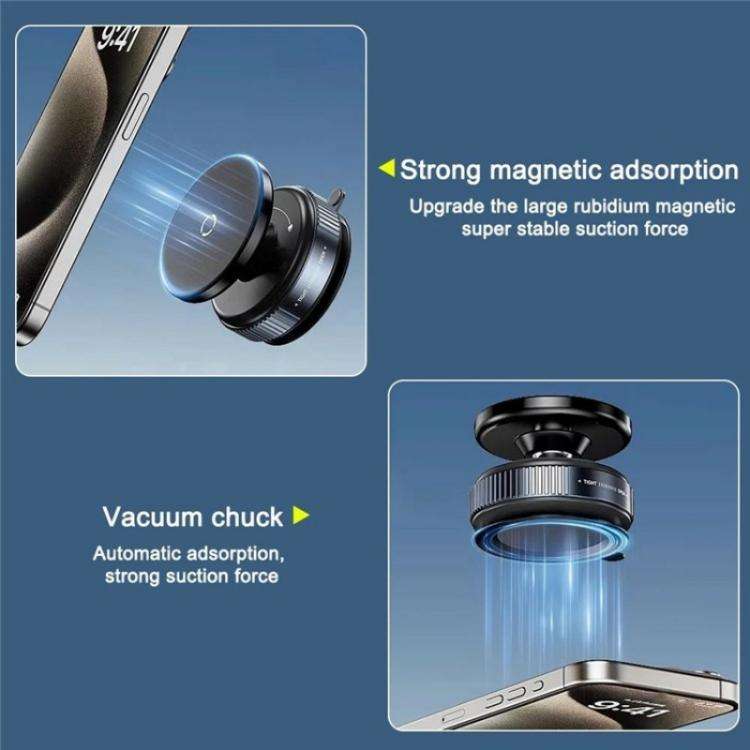 K009 360 Degree Rotation Navigation Holder Mechanical Vacuum Suction Magnetic Car Stand(White)