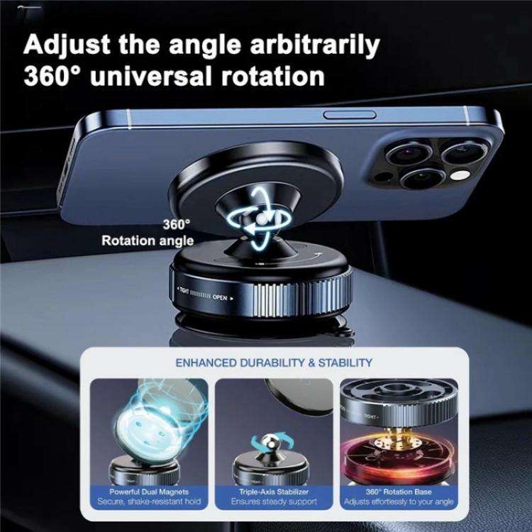 K009 360 Degree Rotation Navigation Holder Mechanical Vacuum Suction Magnetic Car Stand(White)