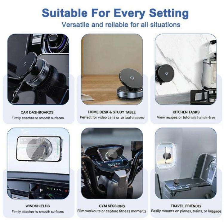 K009 360 Degree Rotation Navigation Holder Mechanical Vacuum Suction Magnetic Car Stand(White)
