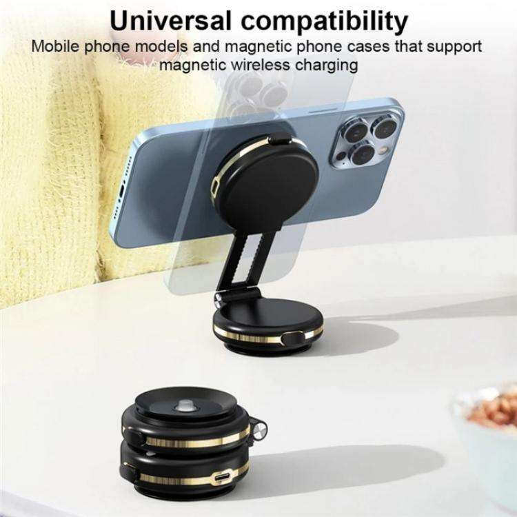 T50 Vacuum Adhesion Dual Suction Cup Car Dashboard Windshield Phone Navigation Stand(Black+Silver)
