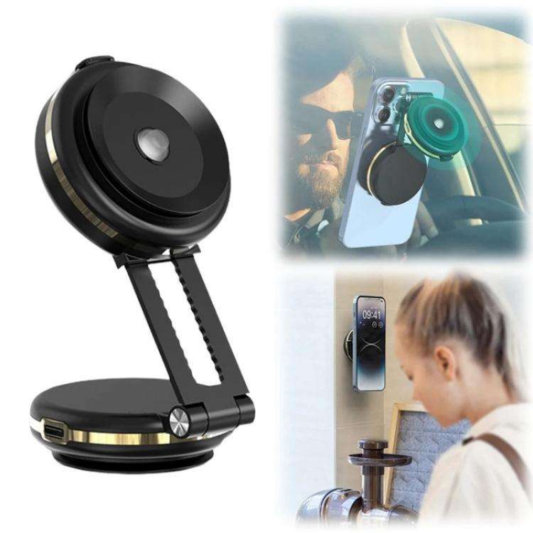 T50 Vacuum Adhesion Dual Suction Cup Car Dashboard Windshield Phone Navigation Stand(Black+Gold)