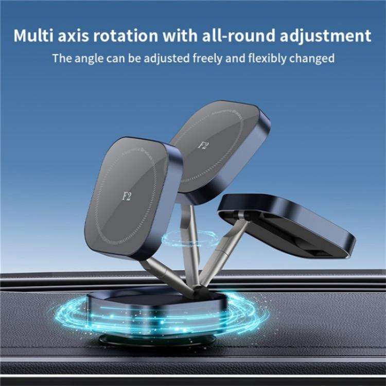 F2 Strong Magnet Vacuum Suction Adjustable Foldable Car Dashboard Windshield Phone Holder(Silver)
