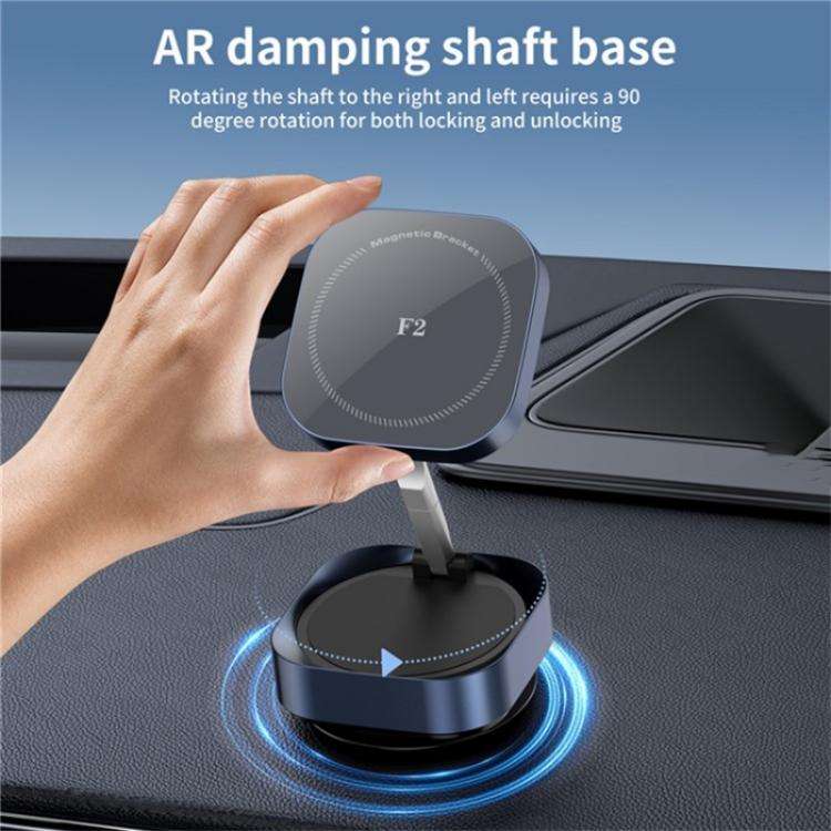 F2 Strong Magnet Vacuum Suction Adjustable Foldable Car Dashboard Windshield Phone Holder(Silver)
