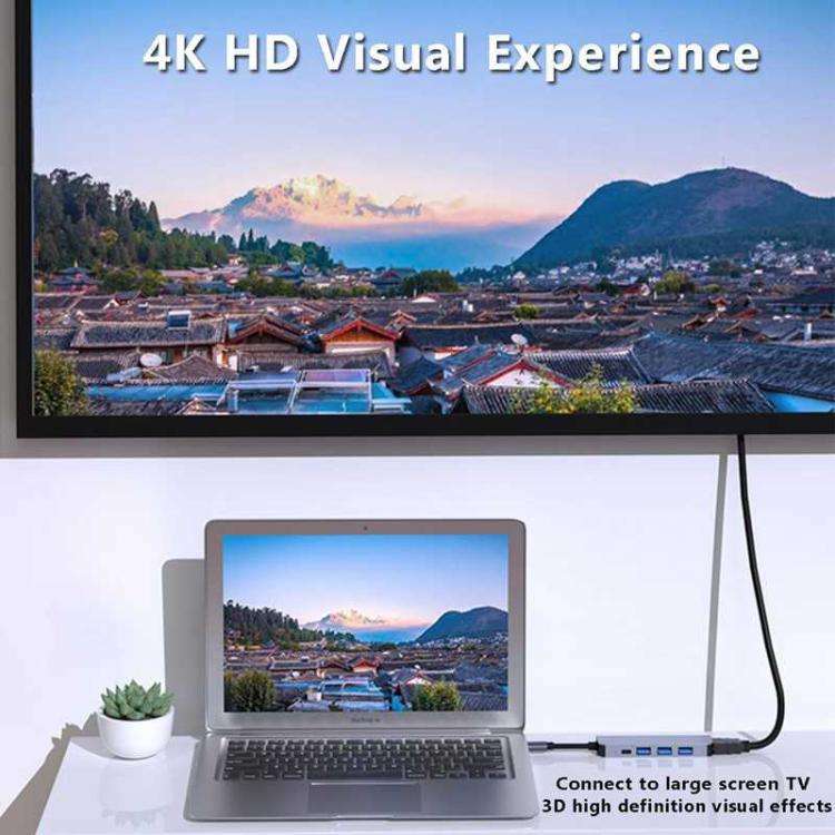 Type-C to HDMI Multiport Hub Adapter, 5-in-1 USB C Hub with 4K HDMI Display, USB 3.0, 100W PD Cha...