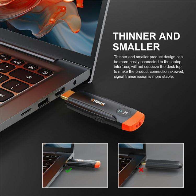VRRIIS 093 High Definition Extension Video Transmitter Receiver Wireless HDMI Extender(Black+Orange)