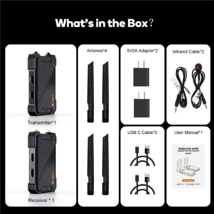 BOVBOX 081 400m Range 1080P HD Video Transmitter Receiver Use Wireless HDMI Extender, Plug:US Plug