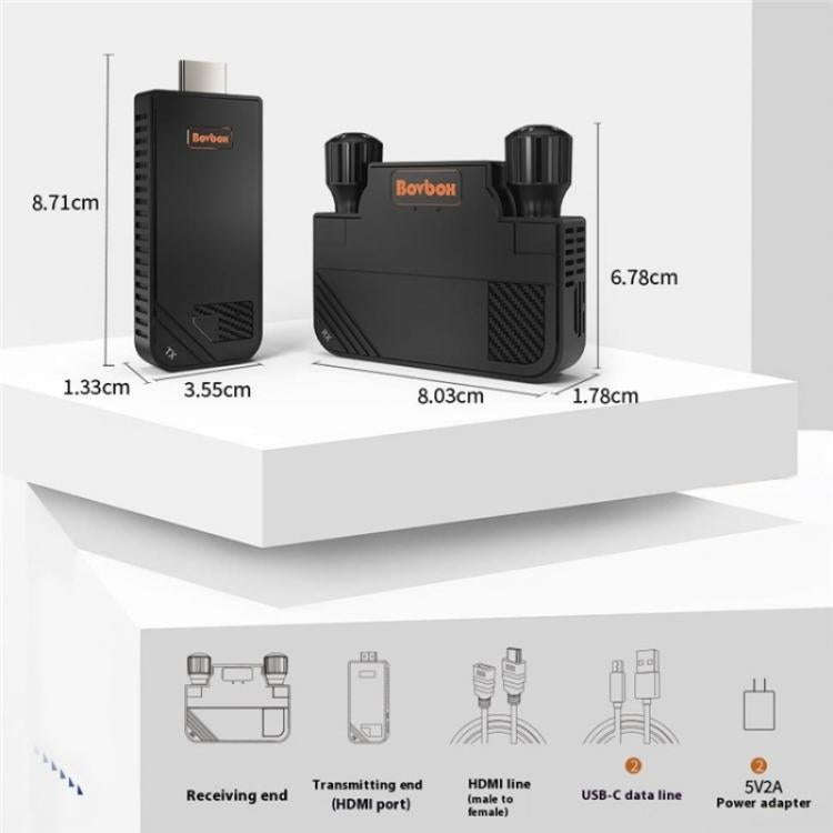 BOVBOX 091-HD Conference Use 100M Wireless WiFi HDMI Extender Video Transmitter Receiver, Plug:UK...