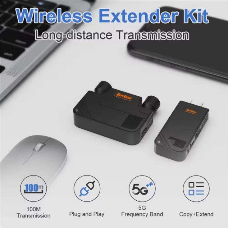 BOVBOX 091-HD Conference Use 100M Wireless WiFi HDMI Extender Video Transmitter Receiver, Plug:AU...