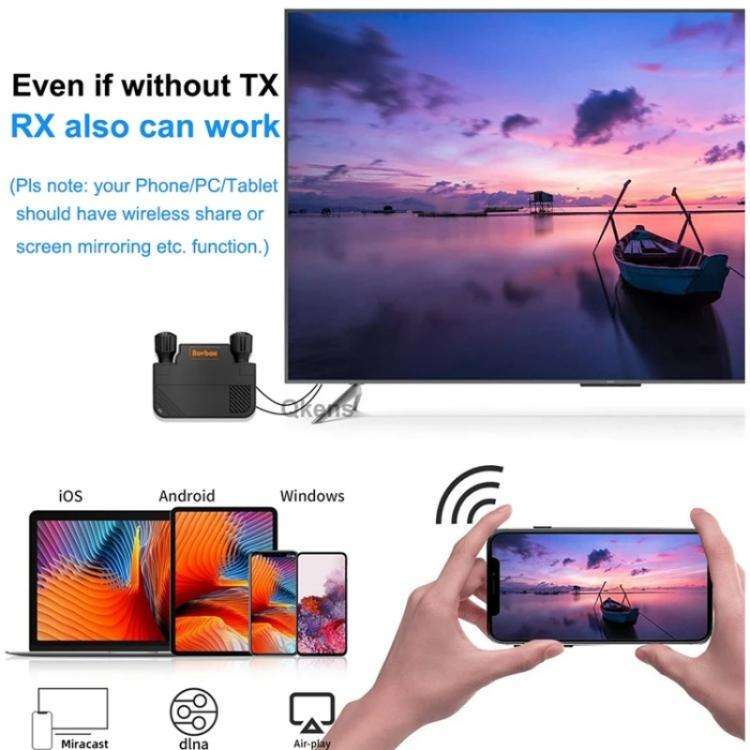 BOVBOX 091-HD Conference Use 100M Wireless WiFi HDMI Extender Video Transmitter Receiver, Plug:AU...