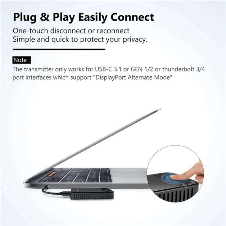 BOVBOX 091-TC For Phone Projector USB C Wireless Transmitter And Receiver Video Extender, Plug:AU...
