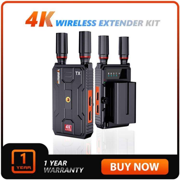 VRRIIS 097PRO Outdoor Live Streaming Audio Video Wireless Transmitter Receiver 4K HD Extender, Pl...