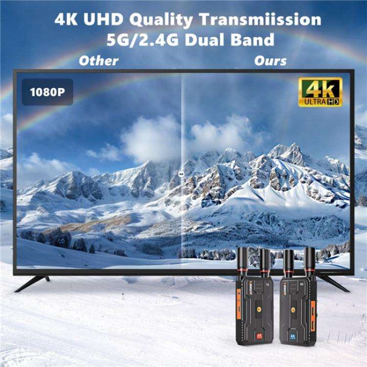 VRRIIS 097PRO Outdoor Live Streaming Audio Video Wireless Transmitter Receiver 4K HD Extender, Pl...