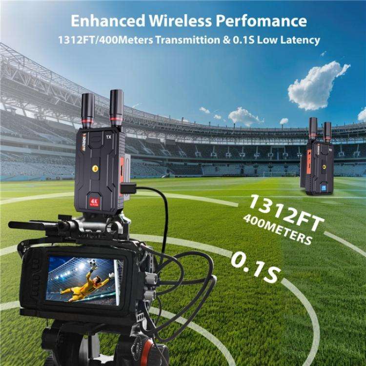 VRRIIS 097PRO Outdoor Live Streaming Audio Video Wireless Transmitter Receiver 4K HD Extender, Pl...