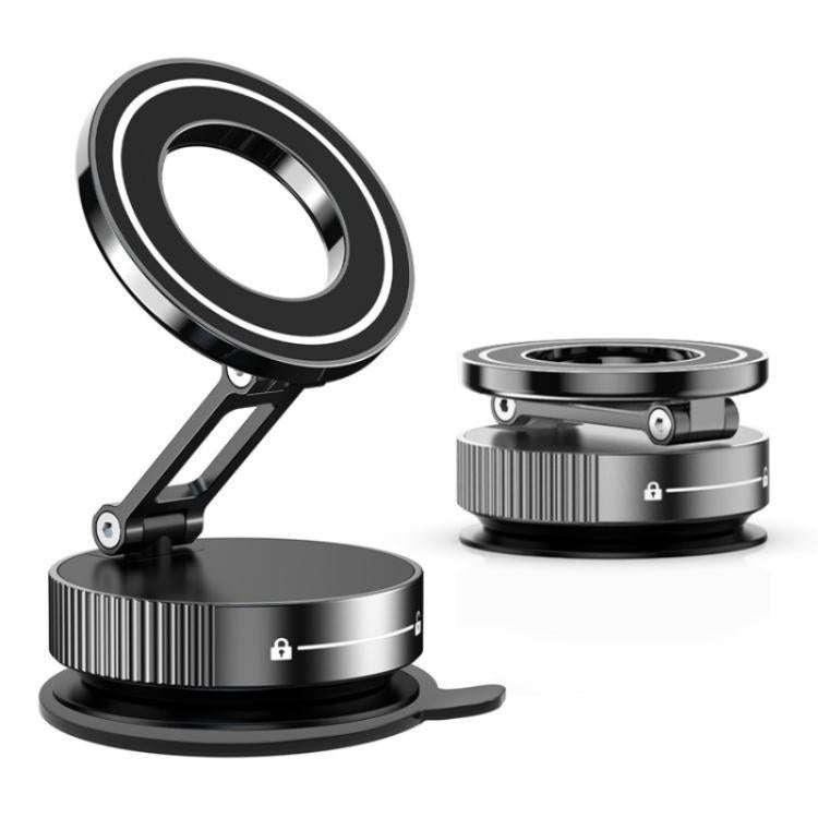 K11 Desktop Car Metal Cellphone Holder Foldable Vacuum Magnetic Phone Stand(Silver)