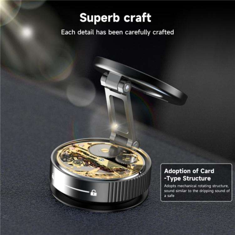 K11 Desktop Car Metal Cellphone Holder Foldable Vacuum Magnetic Phone Stand(Black)