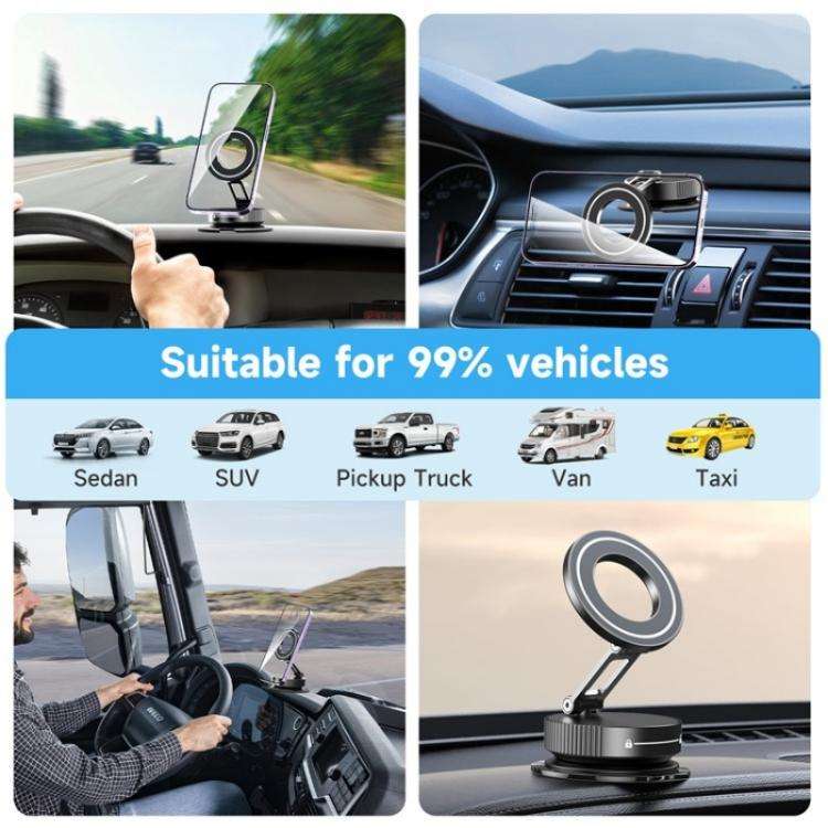 K11 Desktop Car Metal Cellphone Holder Foldable Vacuum Magnetic Phone Stand(Silver)